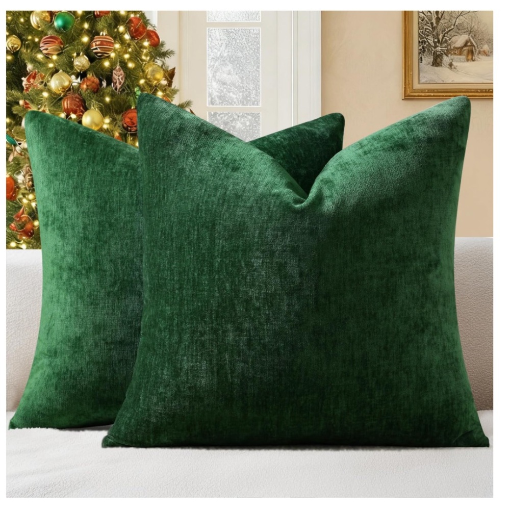 Elegant Forest Green Pillow Covers 18x18” 2-pack